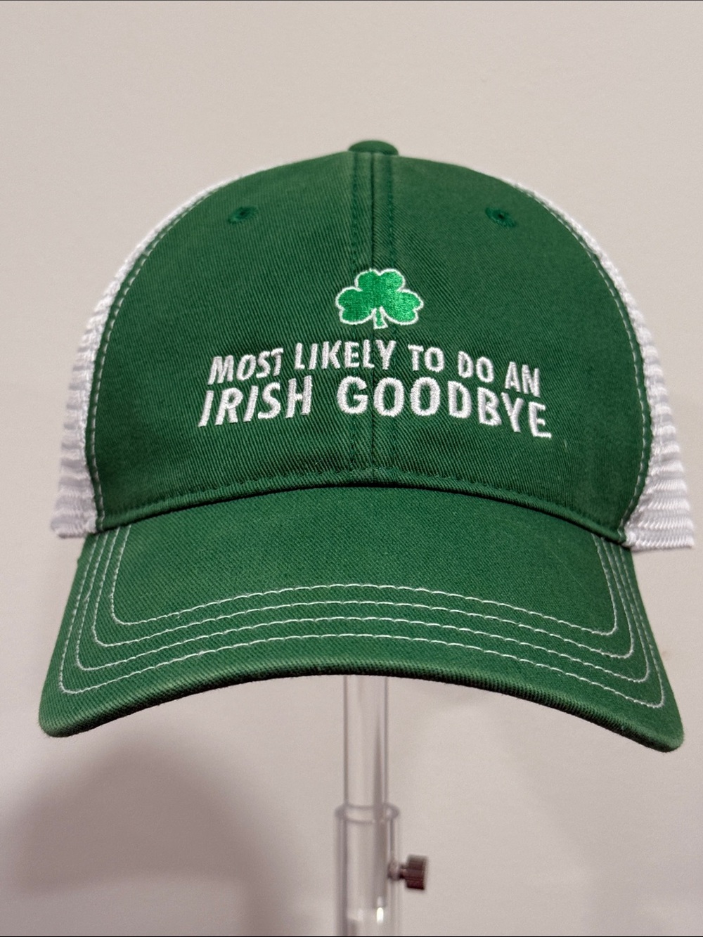 Richardson 111 Green Embroidered 'Irish Goodbye' Unstructured Trucker Hat